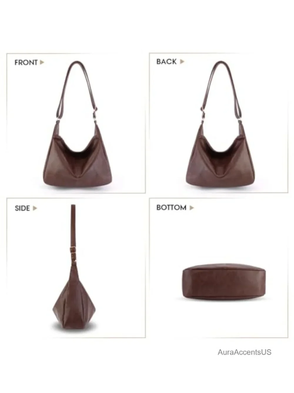Foldable Leather Slouchy Shoulder Bag Women Hobo Crossbody Purse